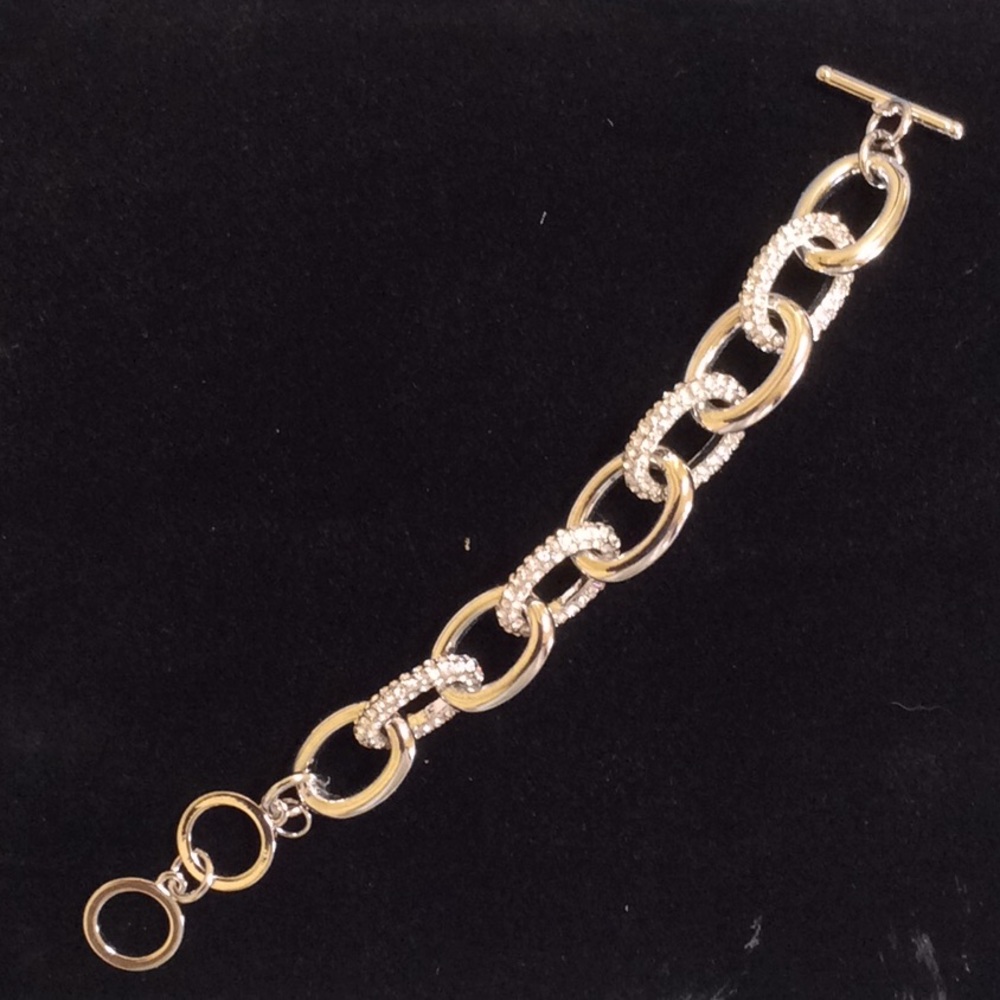 Silver and Rhinestone toggle bracelet